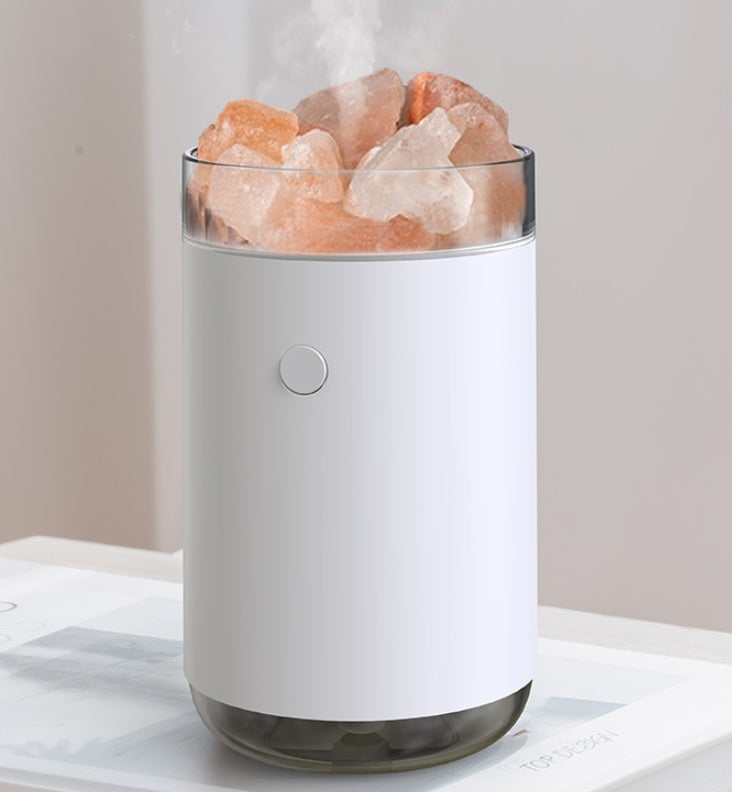 White Design Natural Crystal Salt Mine Humidifier & Essential Oil Diffuser
