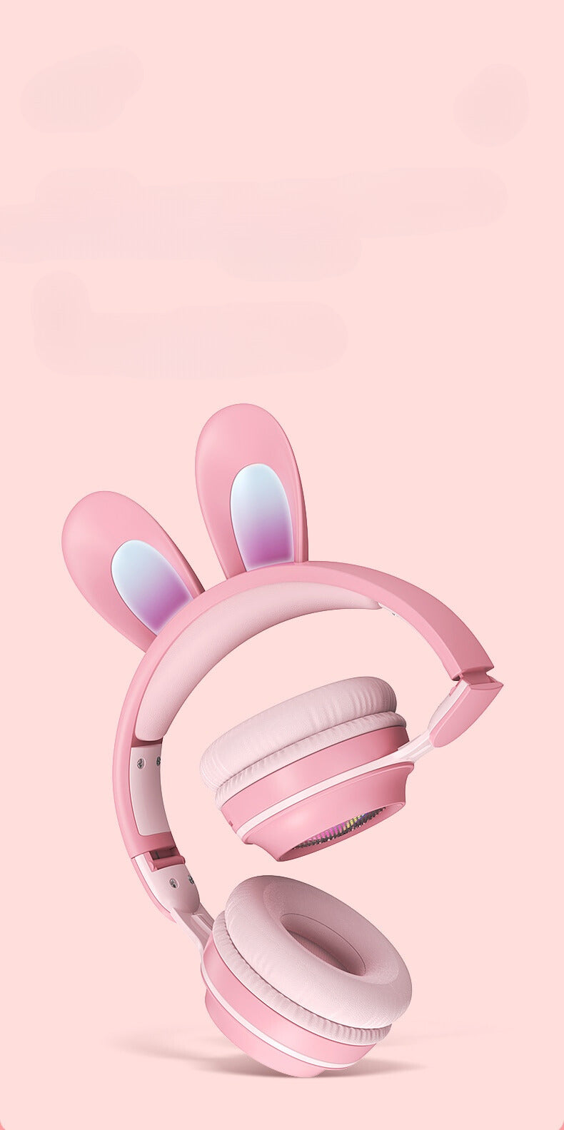 Bunny Ears Wireless Gaming Headset, Removable Micropfone & Noise Cancellation